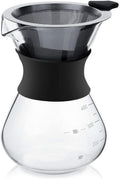 Pour over Coffee Maker Glass Hand Drip Coffee Brewer Set Coffee Filter Jug with Permanent Filter (400Ml)