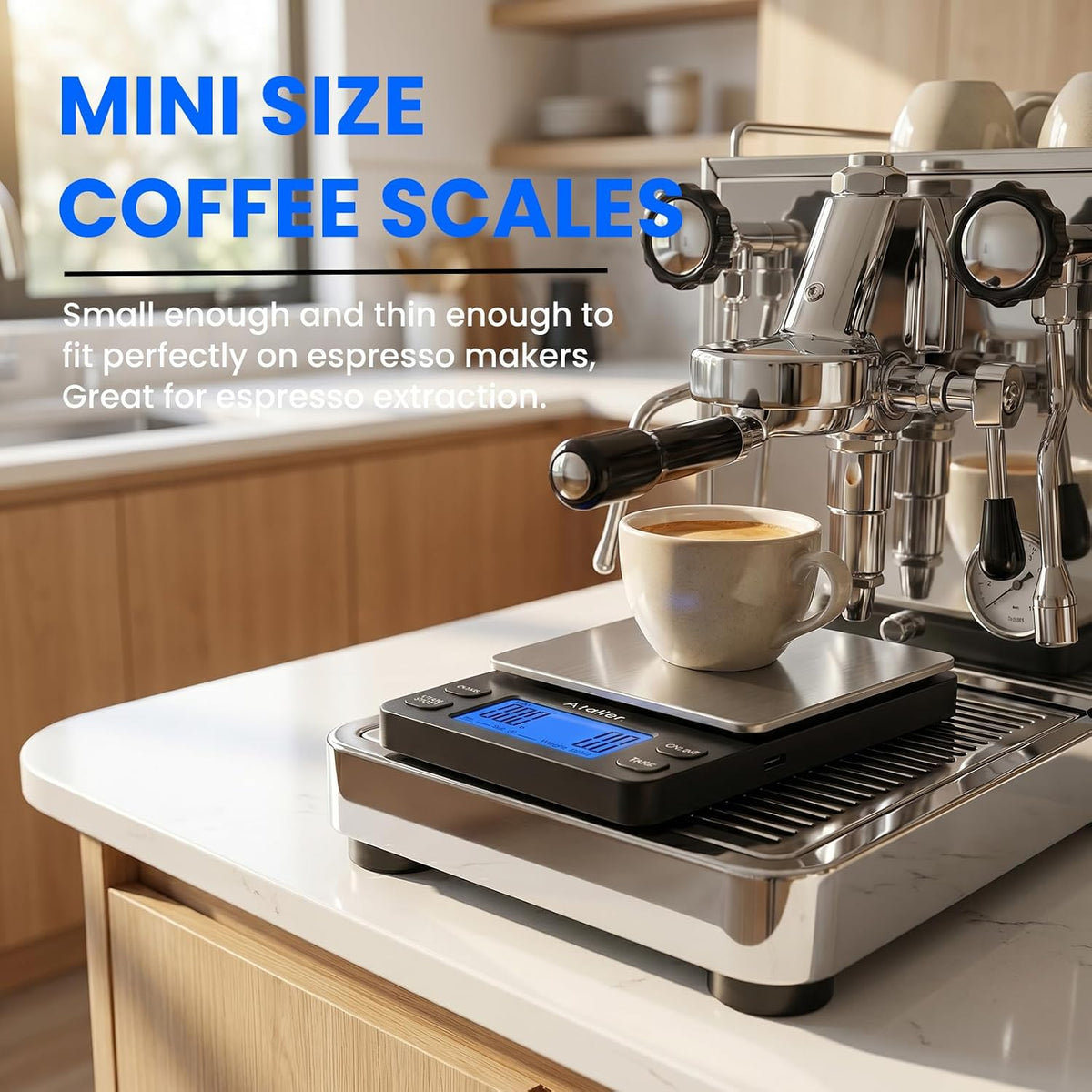 Mini Coffee Scale with Timer, Resolution 0.1G, Max 2Kg 4.4Lbs